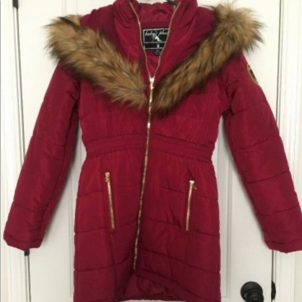 Burgundy Baby Phat coat w/Fur